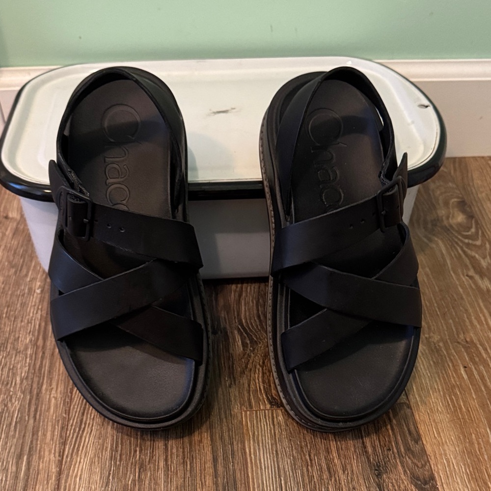 Chaco Black Cross-Strap Sandals